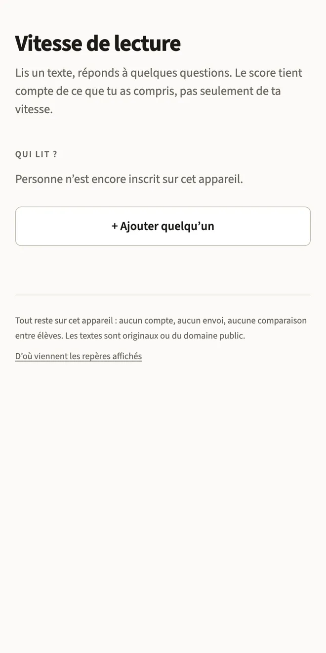 Capture d’écran de Vitesse de lecture